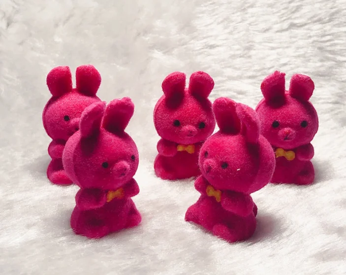 Бургундия 20pcs/lot Lovely Cute Velvet Pink Bunny Toys Girls Toys Rabbit Birthday Gift Home Decoration Key Chains For Bags - Цвет: Бургундия