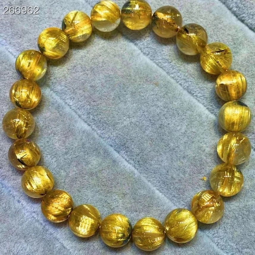 الذهب الطبيعي Rutilated التيتانيوم الكوارتز امرأة الرجال سوار 8.6 مللي متر الأثرياء واضح جولة الخرز مجوهرات من البرازيل AAAAAAA