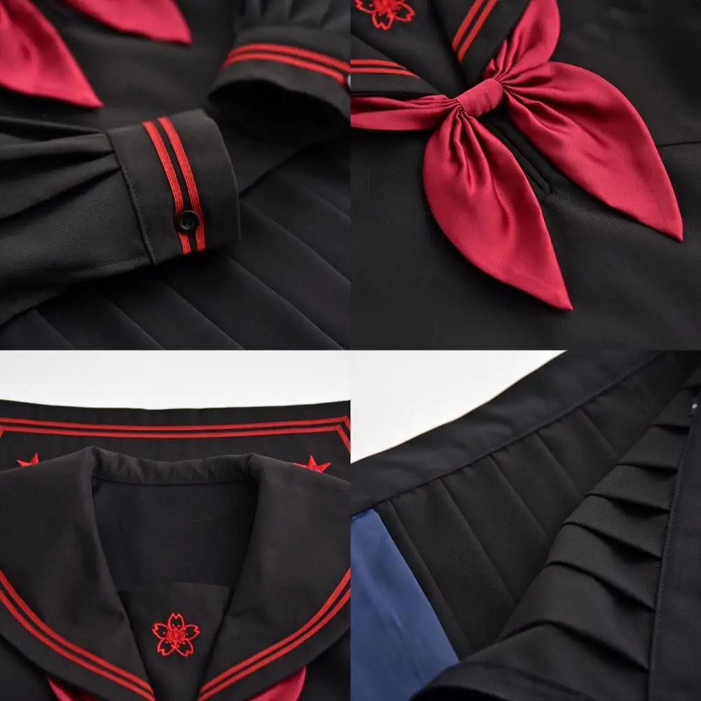 

Dark Demon Japanese JK Sets School Uniform Girls Sakura Embroideried Autumn High School Women Novelty Sailor Suits Uniforms XXL