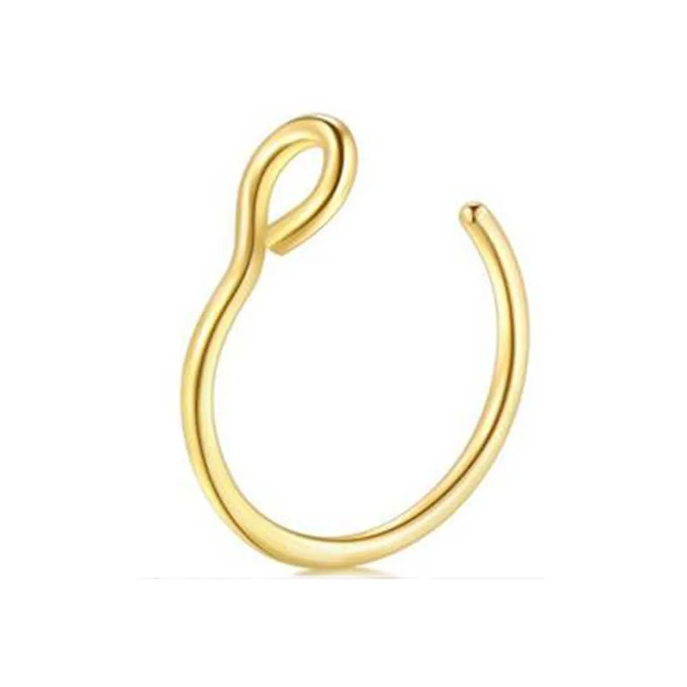 1PC Steel Fake Nose Ring Labret Lip Ring C Clip Lip Helix Piercing Tragus Rose Gold Faux Septum Rings Hoop Neus Piercing Jewelry