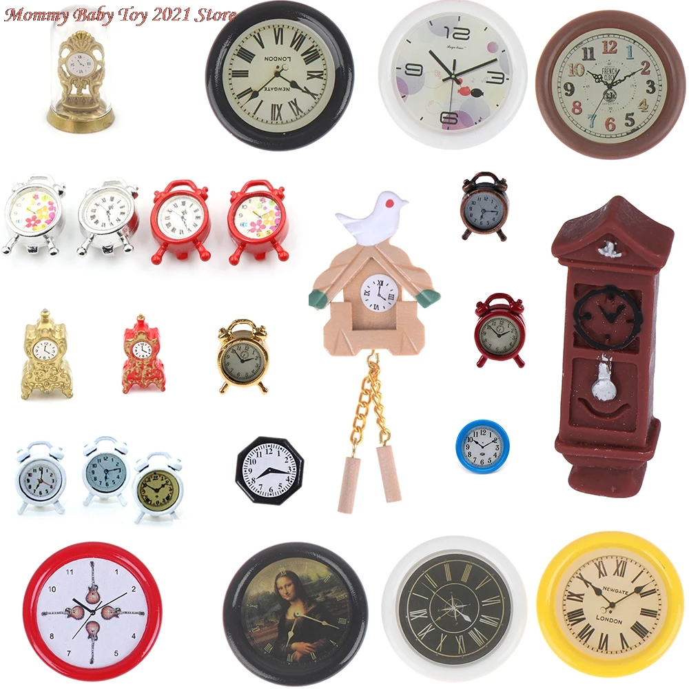 

Масштаб 1:12 миниатюрные настенные часы для кукольного домика, миниатюры для кукольного домика, аксессуары для домашнего декора, игрушка, рол...