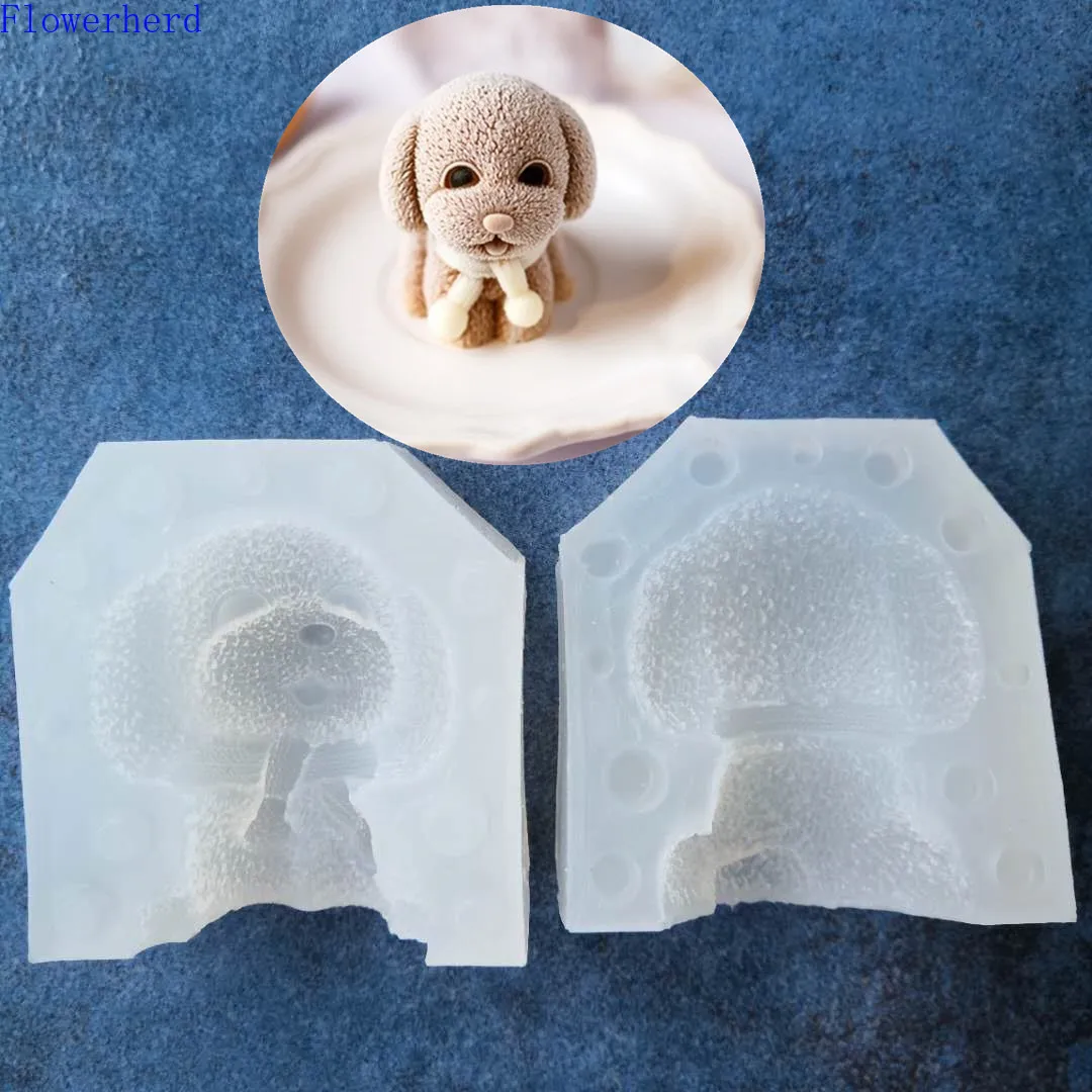 

3D Scarf Dog Teddy Dog Silicone Mold Fondant Cake Mold Chocolate Mold DIY Baking Decoration Tool Handmade Soap Mold Plaster Mold