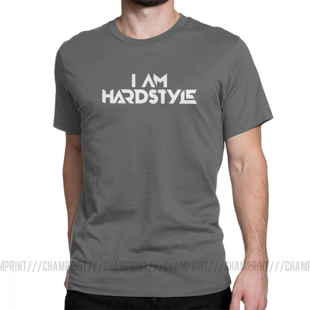 I Am Hardstyle Мужская Футболка Music Defqon Hardcore Dance DJ Techno Club Вечерние EDM футболка с коротким рукавом топы из хлопка - Цвет: Темно-серый