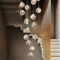 glass ball stair chandelier star loft living room lamp dining room ceiling chandelier compound long line lamp chandelier