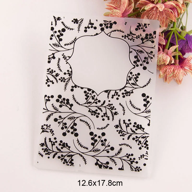 Папка с тиснением листья жемчужные бусины скрапбукинг пластиковые тисненые