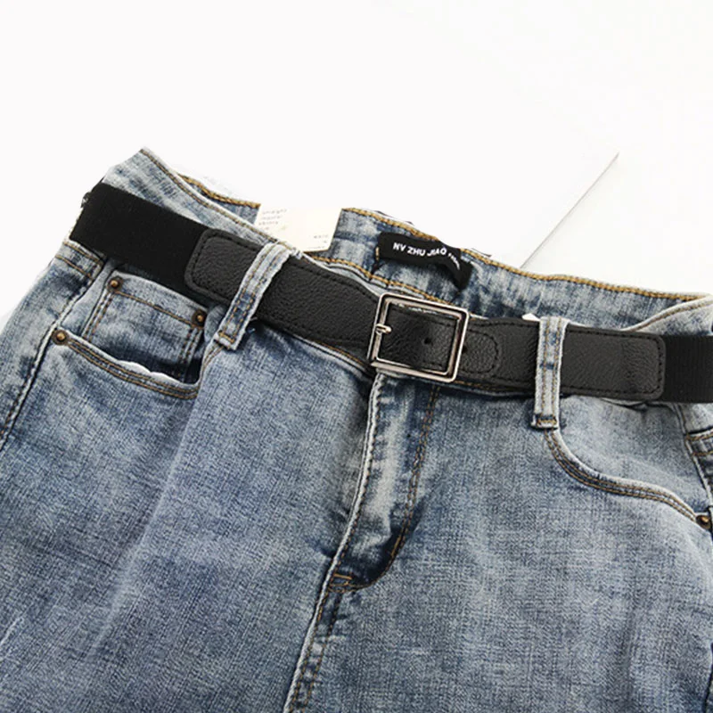 

Регулируемый ремень с круглой пряжкой, мужские ремни для женщин, эластичный пояс для джинсов