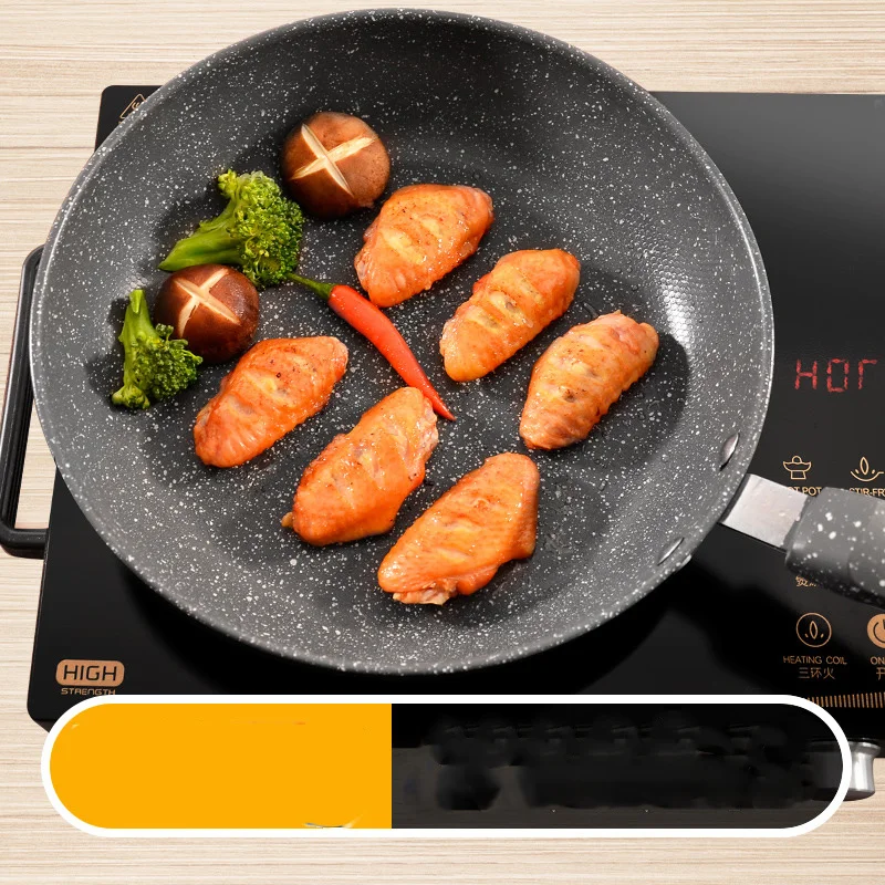 

Frying Pan 28CM Non-stick Maifan Stone Frying Pan with Glass Cover Multi-purpose Pancake Steak Pan Fumes-free for Gas Induction