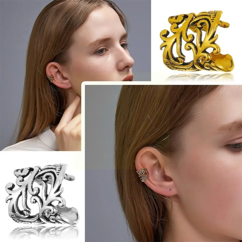 

2021 Vintage Ear Clip Earrings Simple Silver Retro For Women Jewelry Ear Ear Clip Earrings Gothic Clip Gift Cuff Non-Pierci C5T6