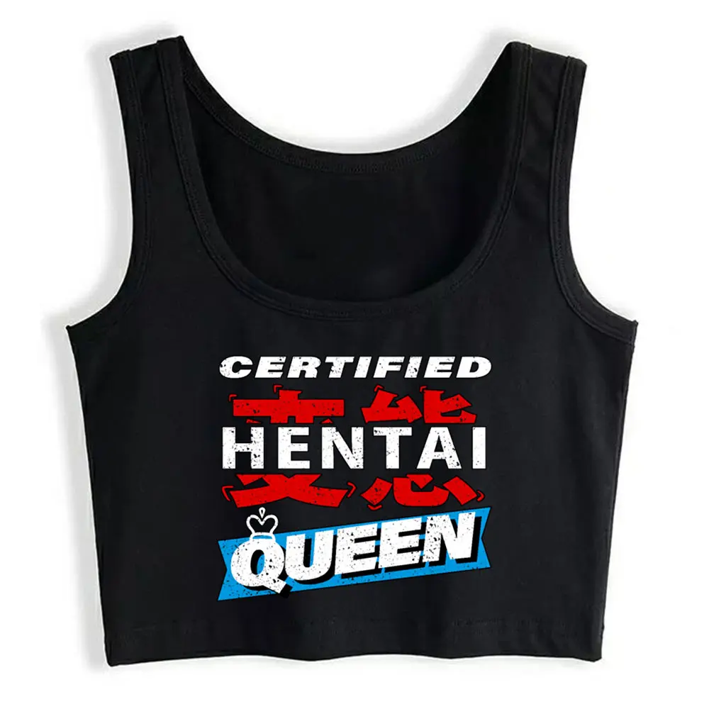 

Crop Top Hentai Ahegao Gift Ecchi Anime Design Funny White Cotton Y2k Tops Womens Tops blusas mujer de moda verano Gym Tank Top