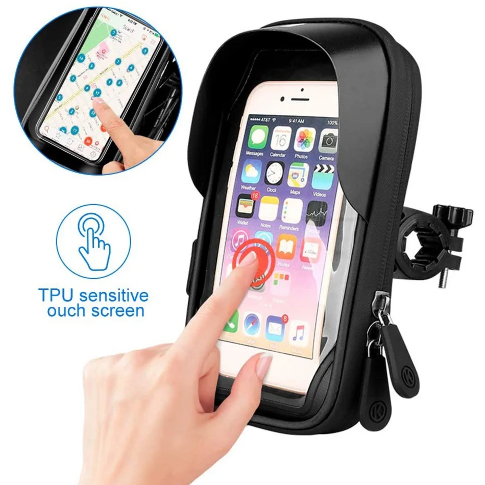 waterproof bicycle motorcycle phone holder bike phone touch screen bag 6 4inch bicycle handlebar holder for iphone 12pro samsung free global shipping
