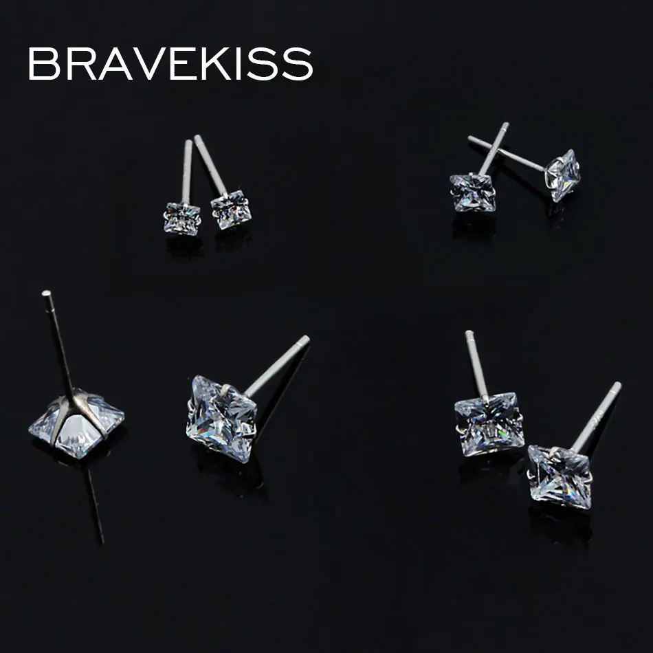 Женские серьги гвоздики из серебра 925 пробы с фианитом|Серьги-гвоздики| |