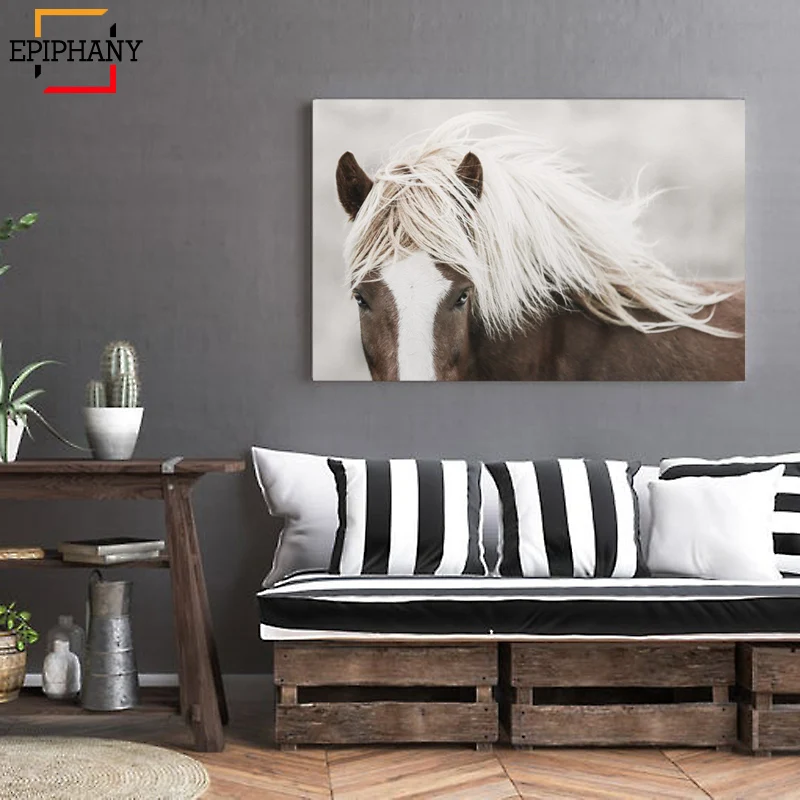 Настенные художественные принты с лошадью большой постер изображением лошади и