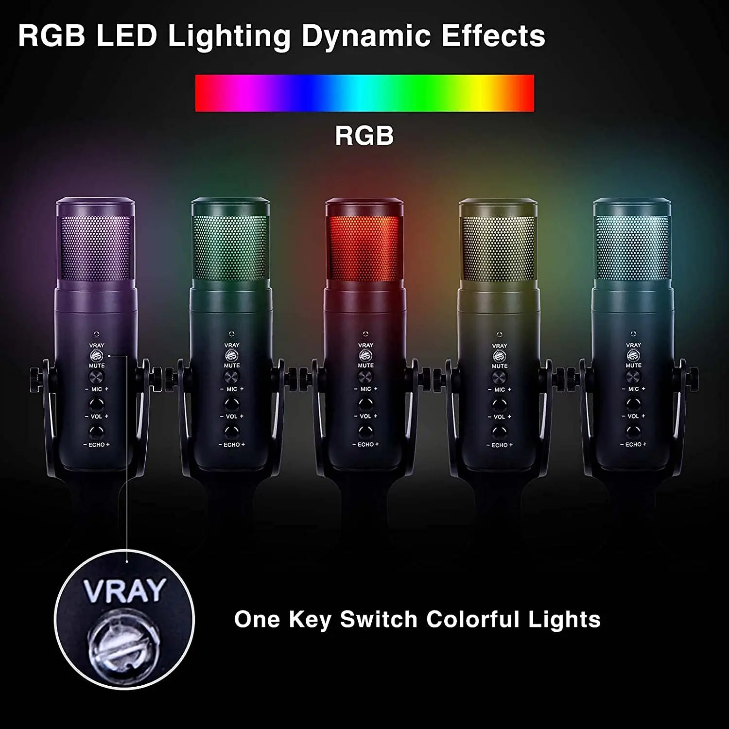 rgb microphone professional condenser microphones for iphone android pc computer laptop phone recording singing gaming streaming free global shipping