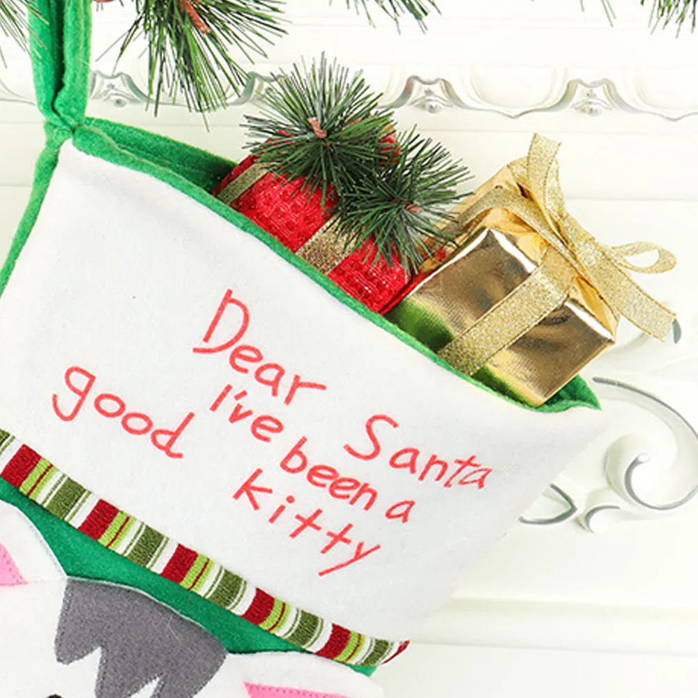 Мультяшный Рождественский чулок Новогодний подарочный пакет для питомца собаки