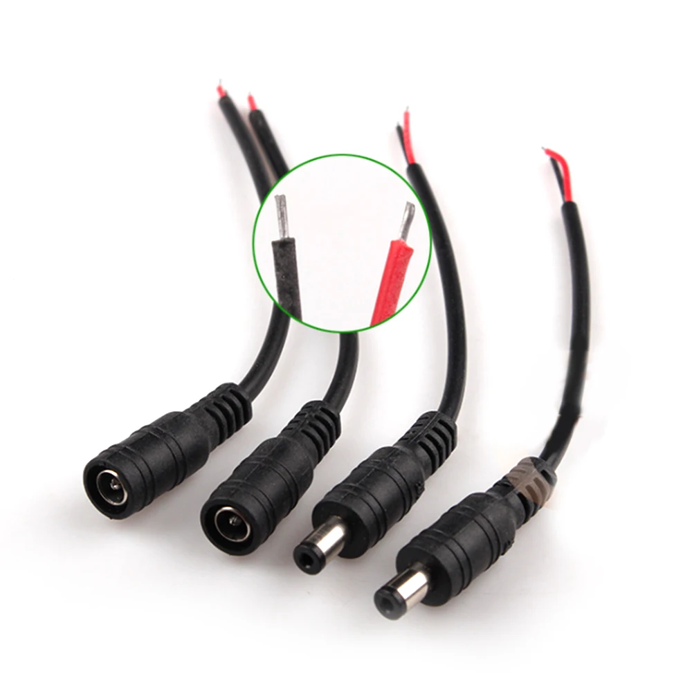 

5.5mm x 2.1mm DC Jack Connectors Power Extension Cable 22AWG Female Male DC Plug Adapter For CCTV Camera 5050 3528 LED Strip