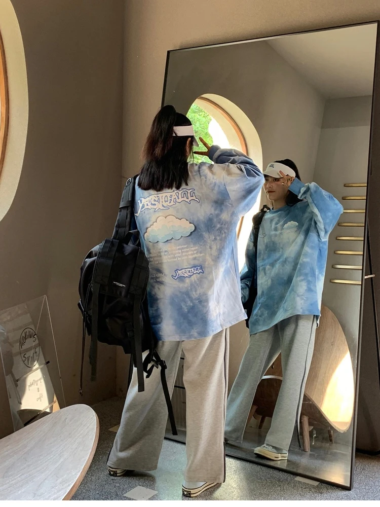 Осень/зима новый корейский стиль колледж Стиль галстук Краска Круглый вырез