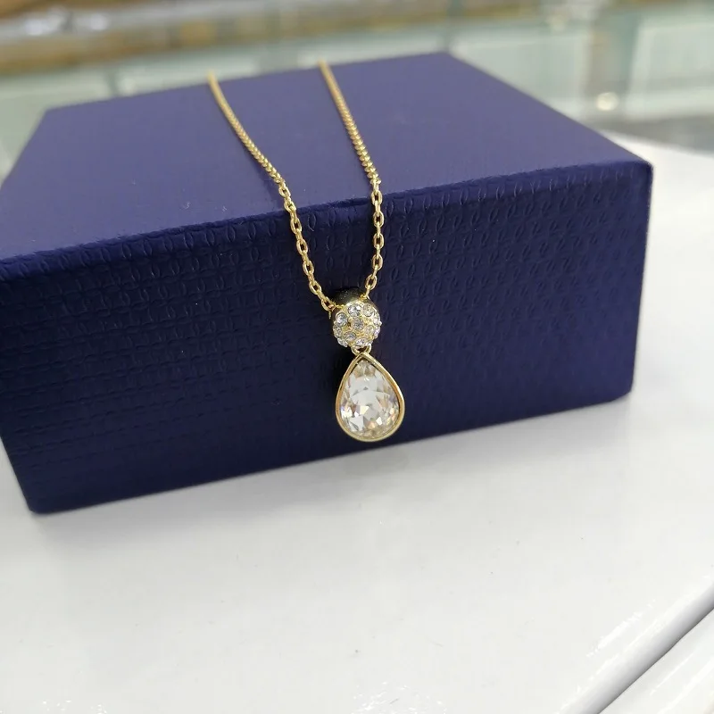 

SWA 1:1 Simple Elegant Water Drop Clavicle Necklace Women Fashion Gold Color