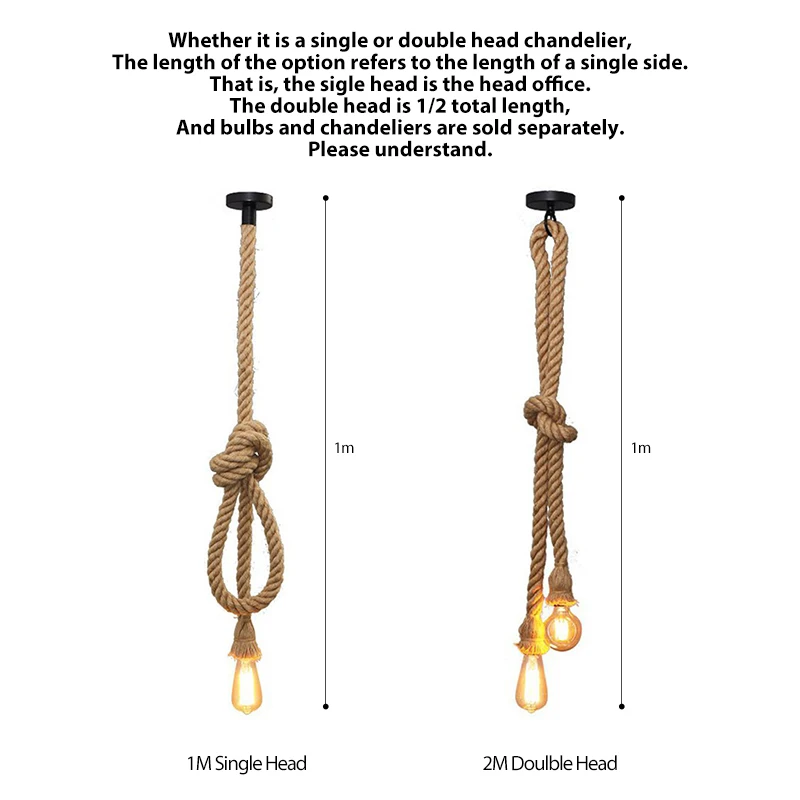 Винтажный подвесной светильник из пеньковой веревки E27 1 М 5 м 2 3 AC85-265V Лофт
