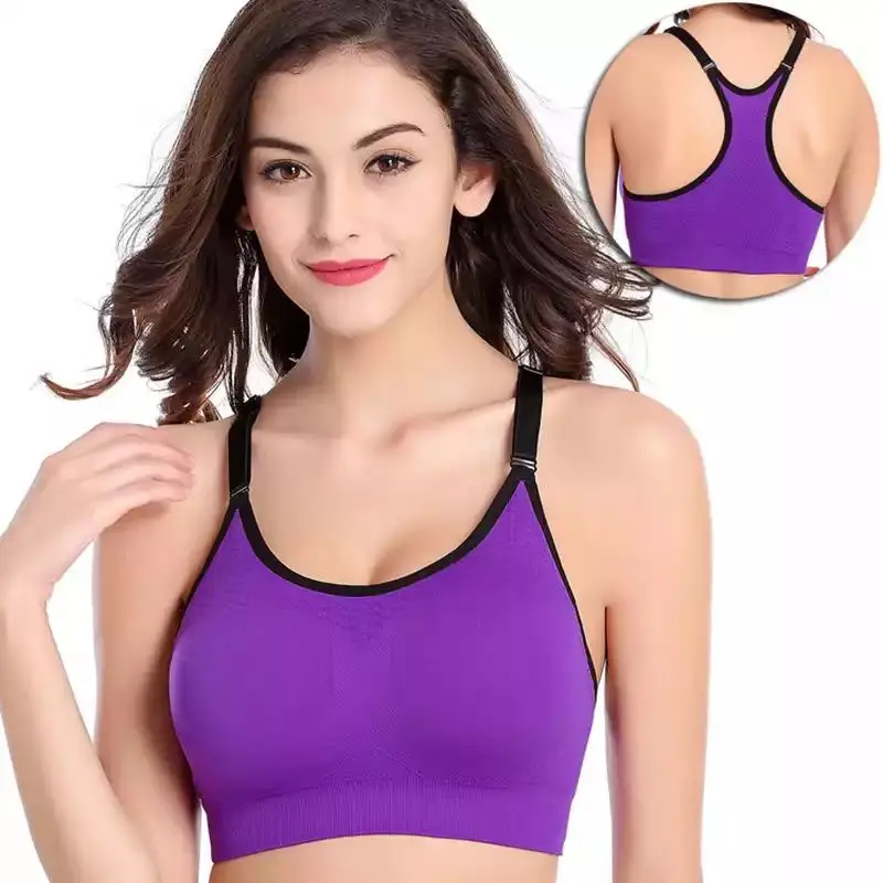 

Sports Bra Women Crop Workout Top Shockproof Underwear Running Yaga Training Vest Plus Size Fitness Push Up Gather Bralette