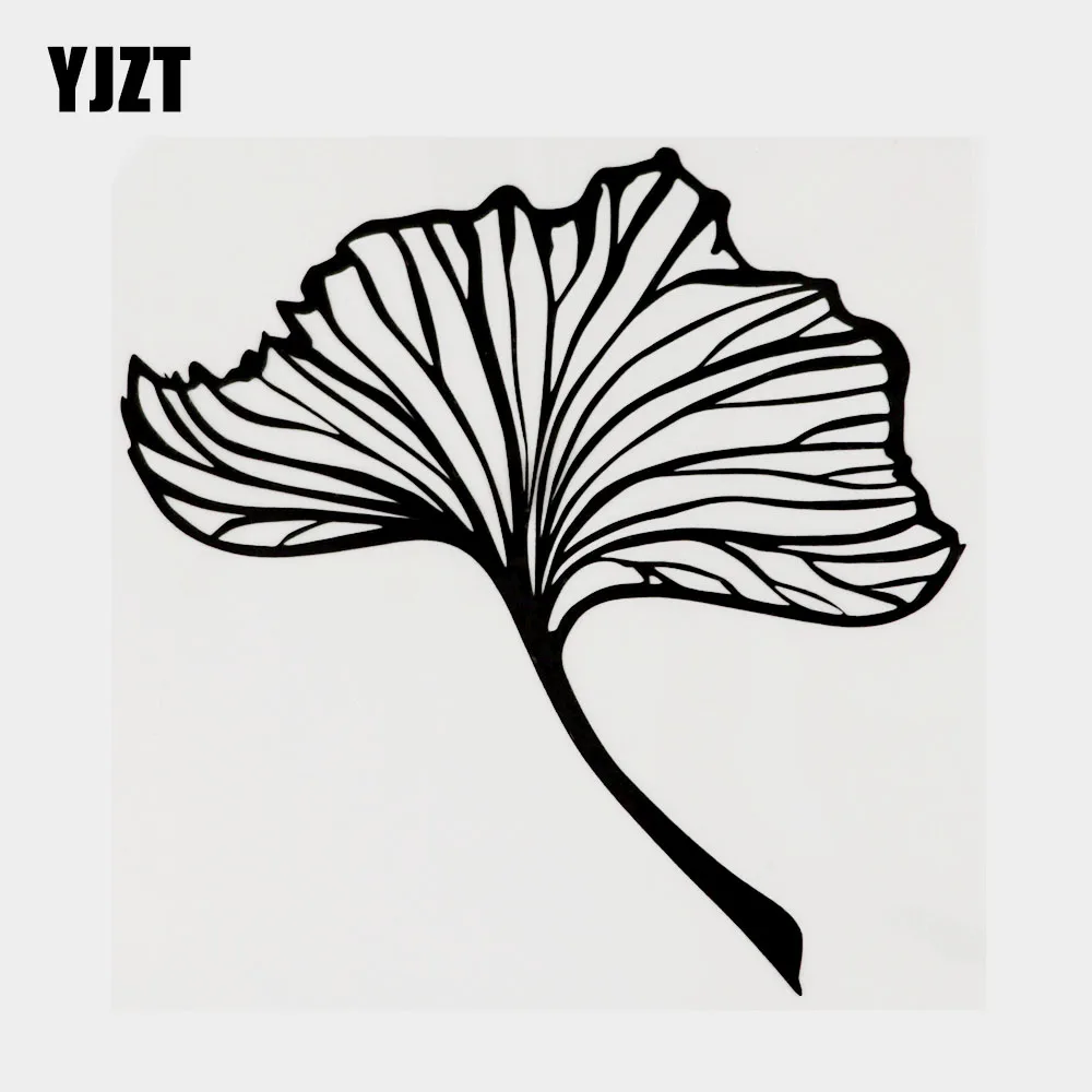 

YJZT 15,2 см × 15,3 см Виниловая наклейка с изображением листьев гинкго растения для автомобиля мотоцикла черная/серебряная наклейка 18B-0272