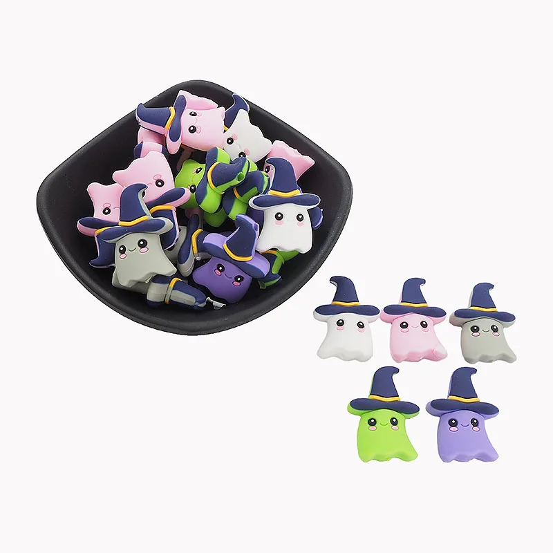 Chenkai 50 Uds de silicona elfo peque&ntilde;o mordedor cuentas beb&eacute; suelto cuentas de dentici&oacute;n DIY sensorial cadena y colgante de joyer&iacute;a Accesorios-0
