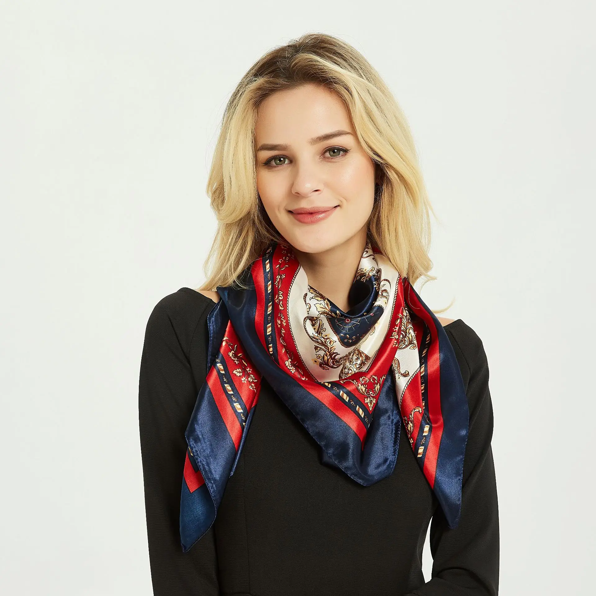 

Ladies Big Square Scarves Printed New Fashion Women Apparel Accessories Ladies Silky Satin Scarf 90*90cm Muslim Scarves Wraps