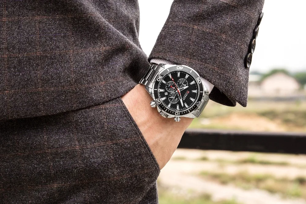 

Watches For Men Stainless Steel Band Quartz Wristwatch Fashion Brand CURREN Chronograph and Calendar Male Clock Reloj Hombre
