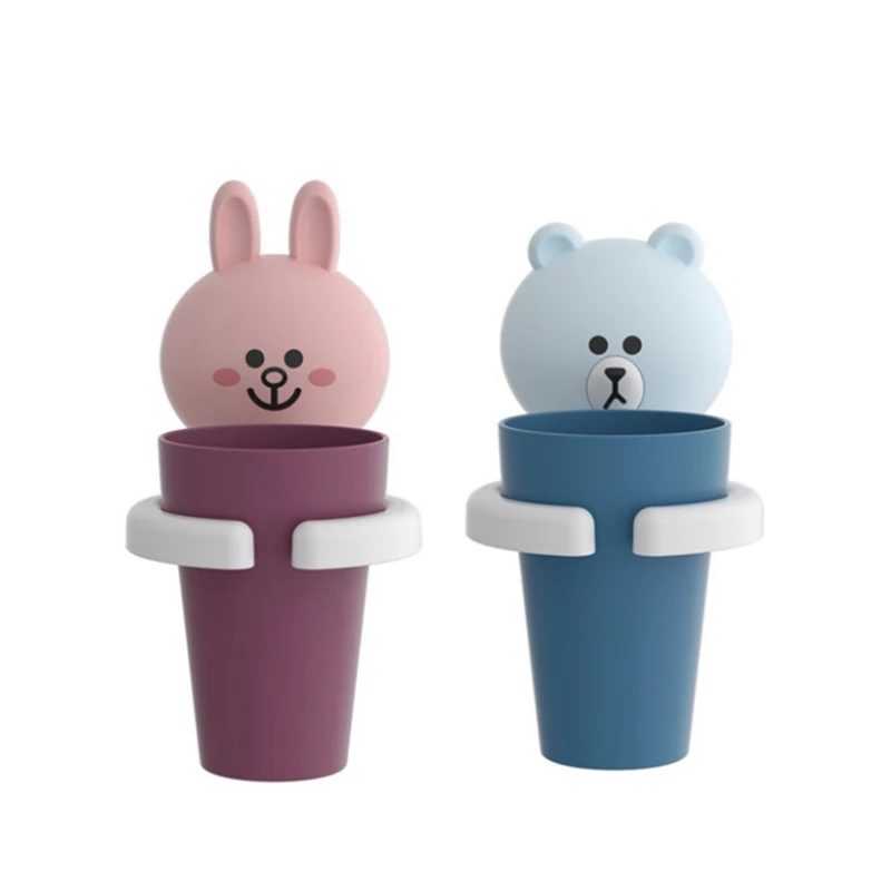 

Children's Toothbrush Cup Holder Baby Sucker Brushing Mouthwash Cup Holder Cartoon Cute Wall-Mounted Toothbrushing Cup Wash Set