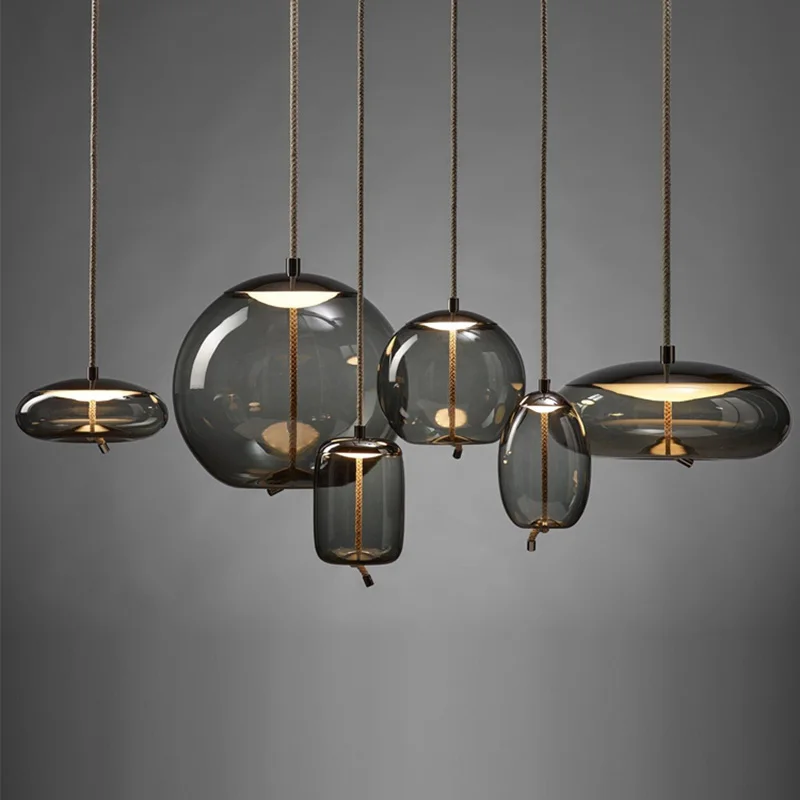 

Modern led chandelier brass ball forged glass kitchen chandelier Nordic living room and cafe lighting accessories
