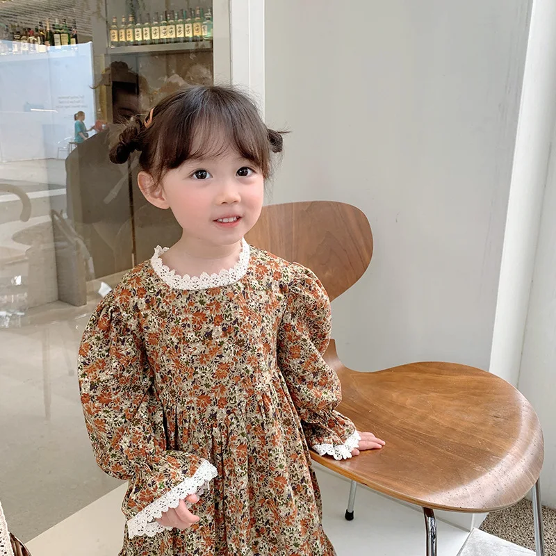 

Kids Floral Dress for Girls Baby Girl Sweet Flower Dresses Full Sleeves Toddler Girl Autumn Outfits Clothes Children Costume