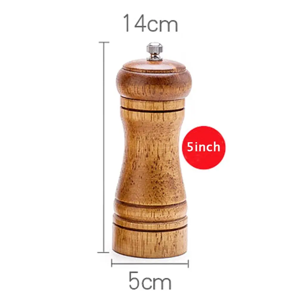 5 inch Ручная мельница для перца из дуба, мельница для соли и перца, многофункциональная дробилка " 8" 1", кухонный инструмент с керамической шлифовальной машиной - Цвет: 5 inch
