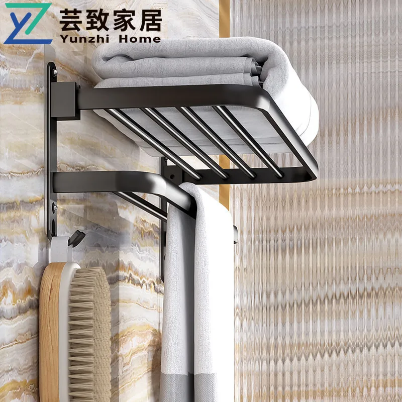 

Free Punching Bathroom Towel Rack Bathroom Towel Bar Single Pole Rack Wall-Mounted Transparent Patch Bathroom Toilet Towel Rack