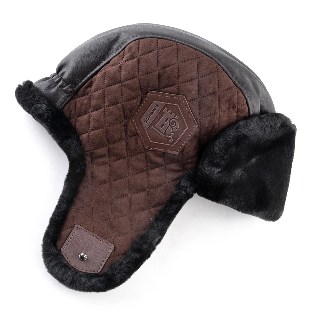 Новое поступление шапка-бомбер для мужчин зимние теплые шапки из искусственной