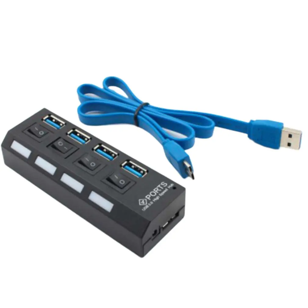 

USB3.0 Hub With Switch 4-port 3.0 Hub High-speed Hub LED Power Switch Slim Portable Splitter Multi-port Extender
