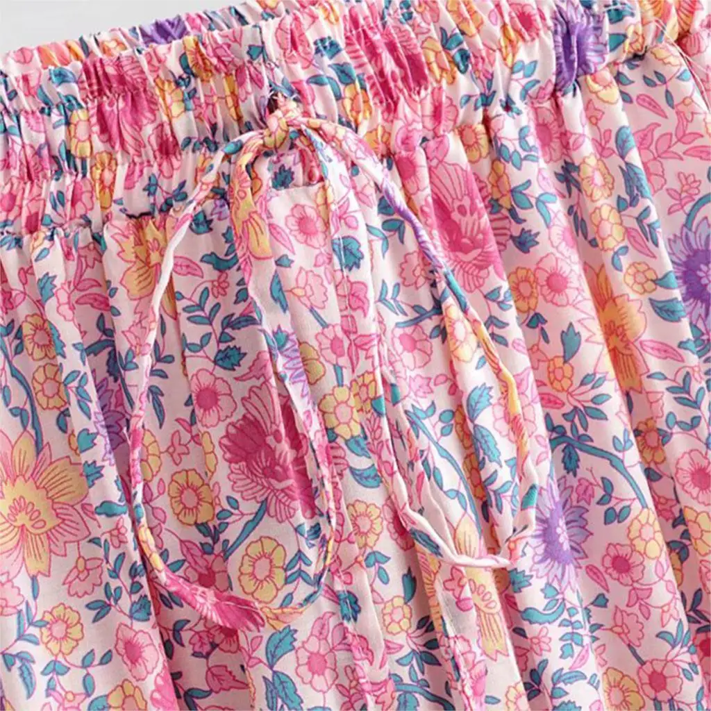 

Floral Printed High Waist Split Maxi Skirt Elastic Vintage Faldas Summer Fall Beach Boho Loose Casual 2019 Long Women Skirts