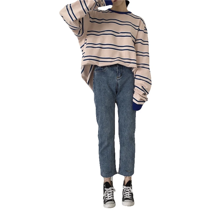 

Jeans Women's Spring and Autumn 2021 New Korean Style Loose Student Retro Washed Cut Straight-Leg Pants Wide Leg Pants Trousers