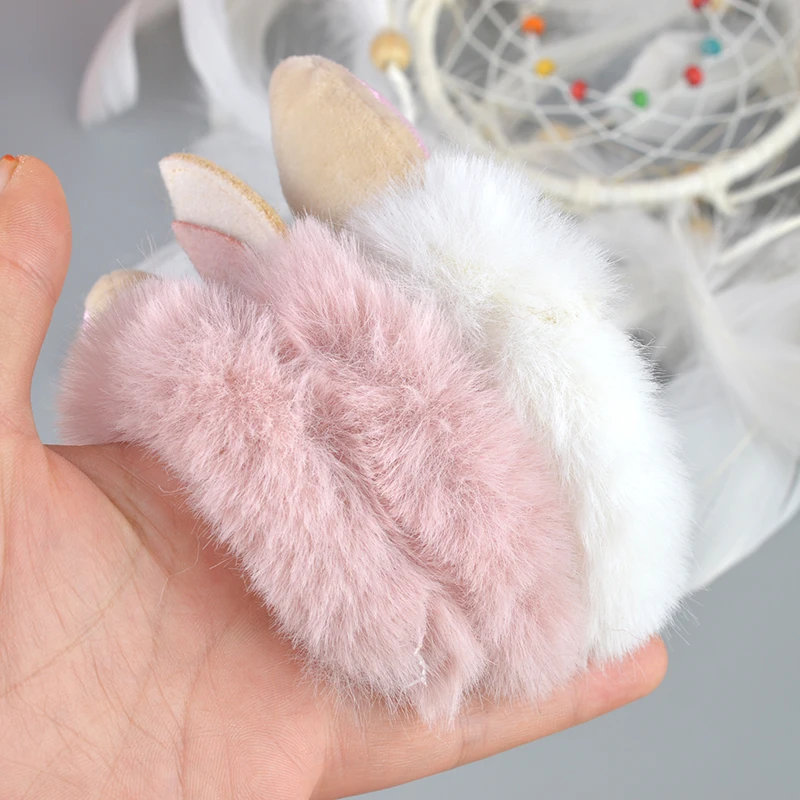 

2021 New Hair Accessories Fake Fur Hair Rope Cute Bear Scrunchies Women Girls Elastic Hair Rubber Bands Gum Kids Ponytail Holder