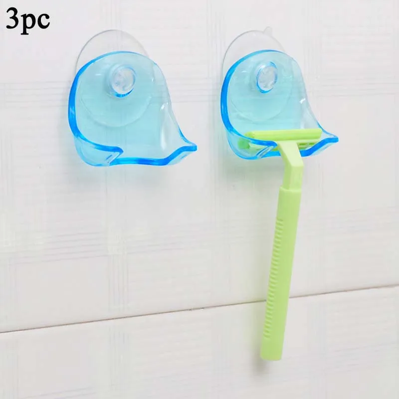 3pc blue Экологичные супер присоски для бритвы вешалка для присоска бритва Подставка для хранения ванной держатель для бритвы настенные крючки вешалки - Цвет: 3pc blue