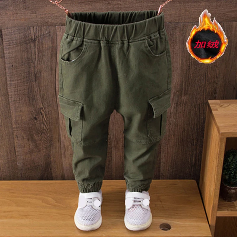 green thick Г. Штаны для мальчиков весенне-осенняя одежда для детей однотонные детские штаны для маленьких мальчиков, брюки размер 100-150, для малышей, черный, зеленый, хлопок - Цвет: green thick