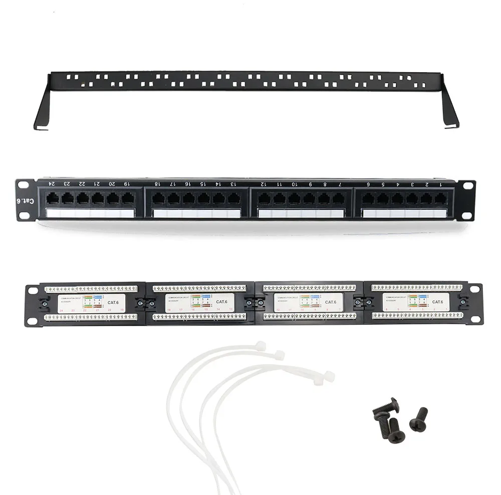 

12 / 24 /48 Ports CAT6 UTP Keystone Patch Panel 19inch 1U/2U Cat6 Cable Frame Faceplate Rj45 Patch Panel 24port Listed Rackmount