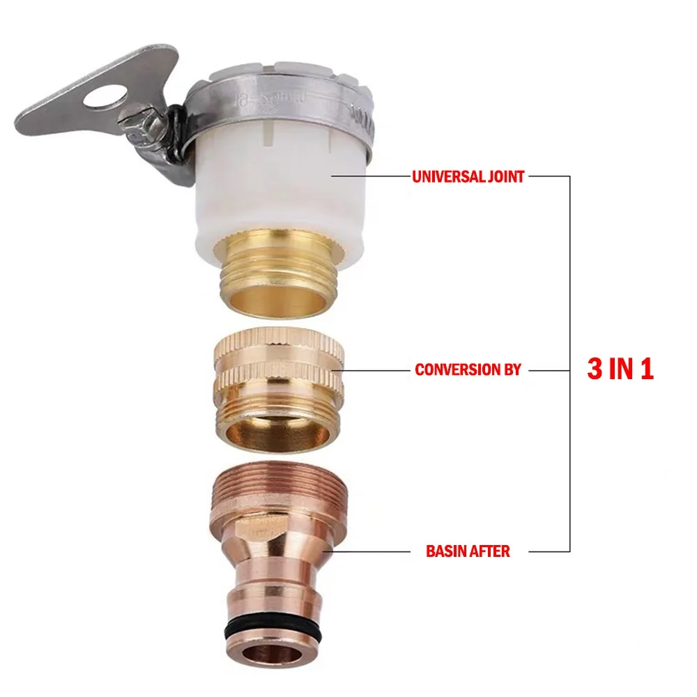 

15mm-23mm Universal Kitchen Hose Adapter Metal Faucet Connector Mixer Hose Adapter Tube Joint Fitting Garden Watering Tools