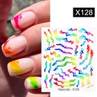Цветные Волнистые Водные Наклейки для ногтей Harunouta, черные, белые французские абстрактные пузырьки для дизайна ногтей, украшения для слайдеров Типсы для маникюра
