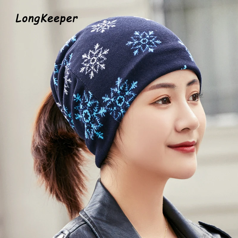 Роскошная брендовая зимняя шапка LongKeeper для женщин головной убор со снежинкой