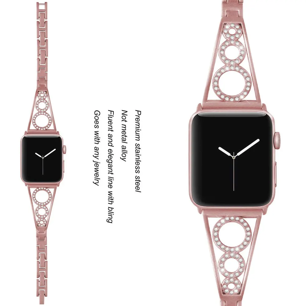 Ремешок Женский для часов Apple Watch Series 4 3 2 1 браслет с круглыми часами украшениями