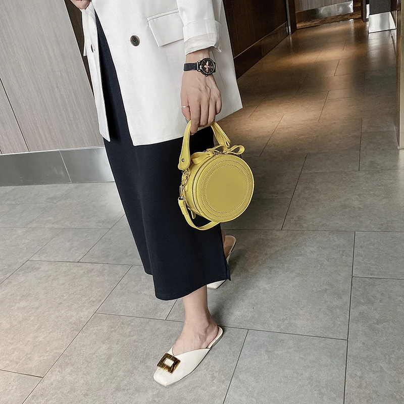 Сумка женская маленькая круглая роскошный модный тоут из мягкой кожи с