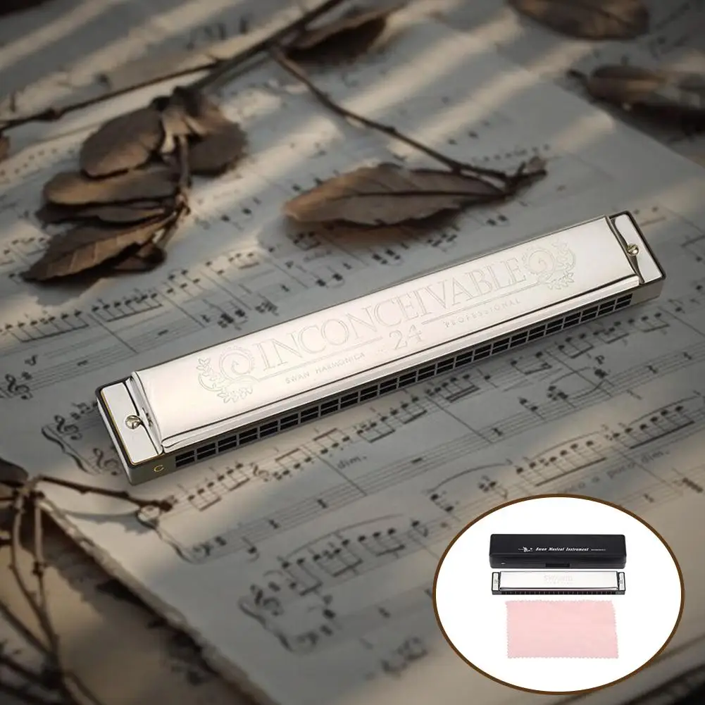 

SW24-4 Tremolo гармоника из нержавеющей стали с 24 отверстиями, 48 оттенков, C-Key, гармоника, деревянные ветровые инструменты, подарки для студентов