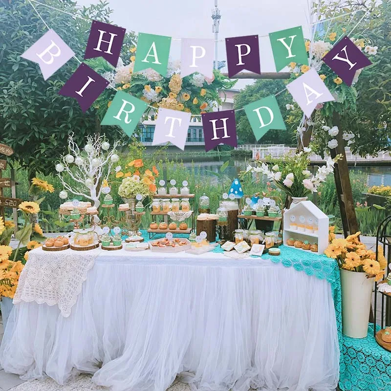 

Happy Birthday Paper Flag Paper Bunting Garland Banners Flags Birthday Party Decorations Baby Shower Children Bunting Supplies