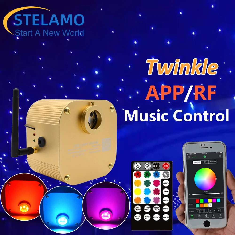 Bluetooth Music Control Twinkle 16W RGBW LED Fiber Optic Light Engine