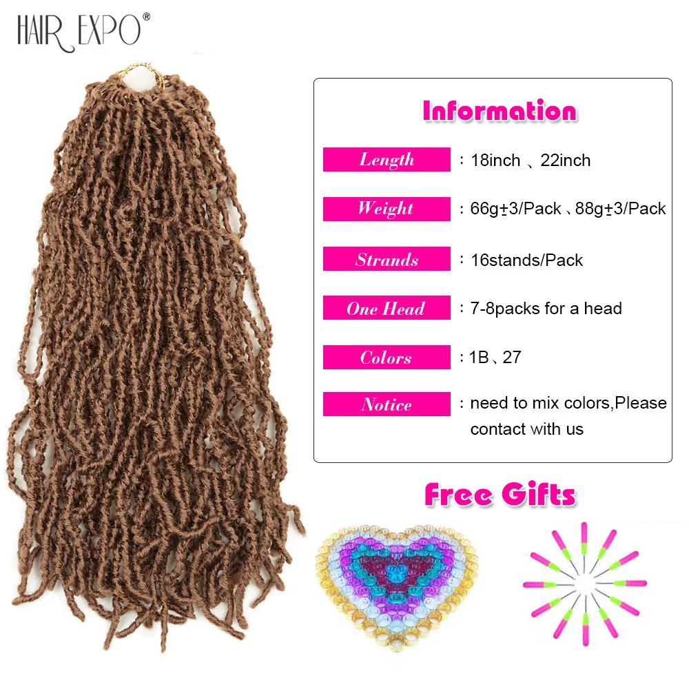 

18 Inch 22 Inch Distressed Locs Synthetic Crochet Hair Ombre Braiding Extensions Wig For Black Women New Style 16Stands/Pack