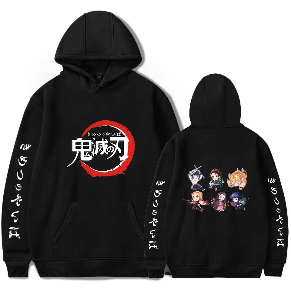 

Anime Demon Slayer Hoodie kawayi Streetwear Unisex Pullovers Harajuku cute Sweatshirt Autumn Boys Girls Black Outwea